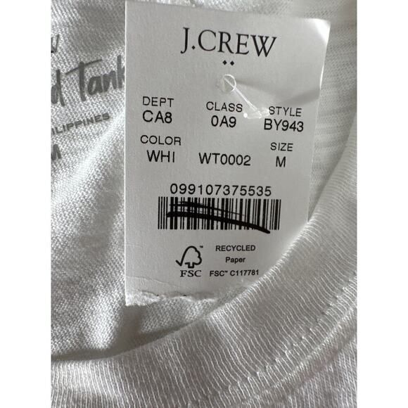 J. Crew Girlfriend Tank Top Sleeveless Crew Neck 100% Cotton White NWT Medium - Picture 6 of 10